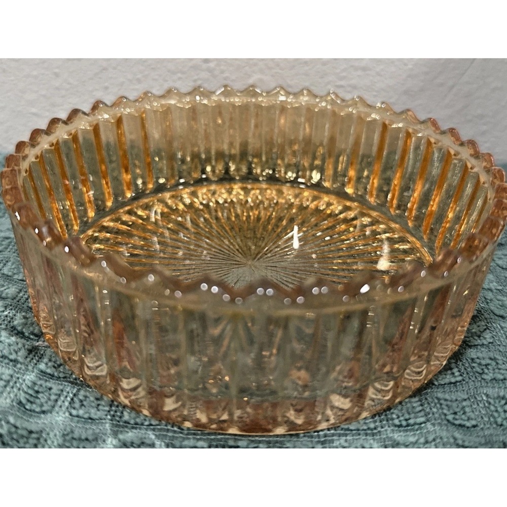 Vintage Marigold Carnival Glass Candy Bowl 5.25" Scalloped Edge